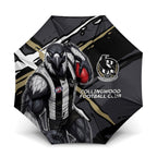 Collingwood Football Club Umbrella Magpies Muscular Mascot Graphic - Abstract Paint Splatter Art