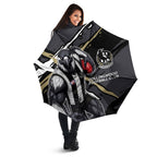 Collingwood Football Club Umbrella Magpies Muscular Mascot Graphic - Abstract Paint Splatter Art
