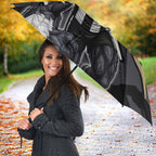 Collingwood Football Club Umbrella Magpies Muscular Mascot Graphic - Abstract Paint Splatter Art