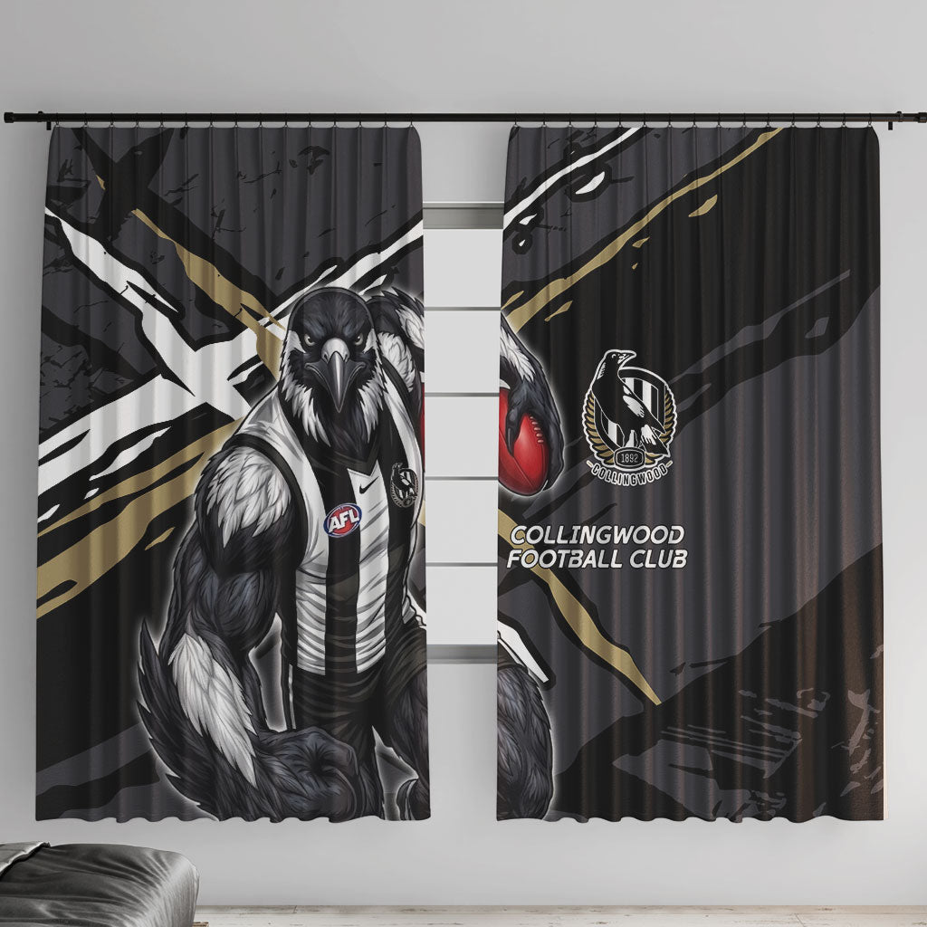 Collingwood Football Club Window Curtain Magpies Muscular Mascot Graphic - Abstract Paint Splatter Art