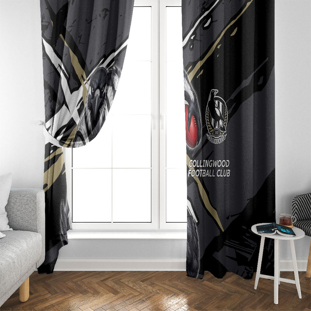 Collingwood Football Club Window Curtain Magpies Muscular Mascot Graphic - Abstract Paint Splatter Art