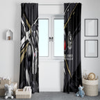 Collingwood Football Club Window Curtain Magpies Muscular Mascot Graphic - Abstract Paint Splatter Art