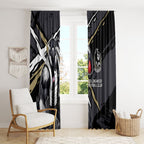 Collingwood Football Club Window Curtain Magpies Muscular Mascot Graphic - Abstract Paint Splatter Art
