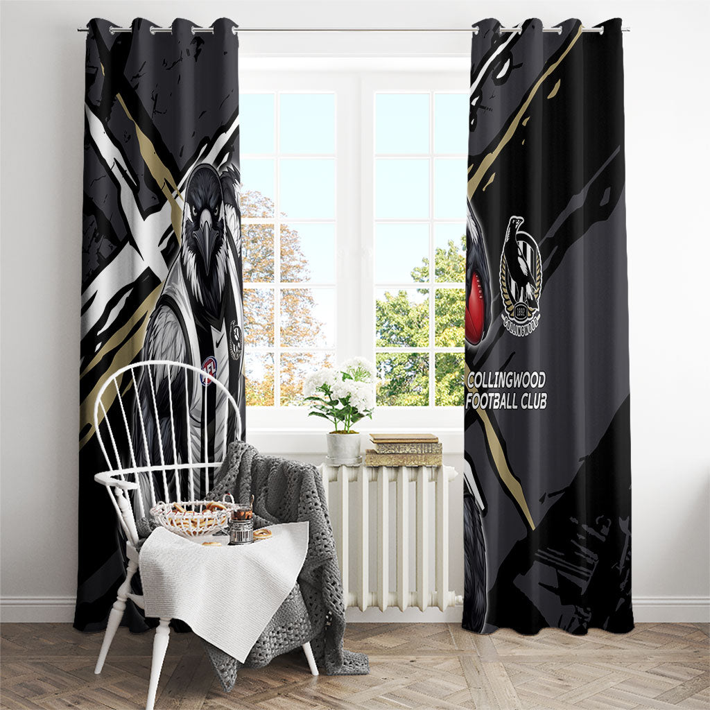 Collingwood Football Club Window Curtain Magpies Muscular Mascot Graphic - Abstract Paint Splatter Art