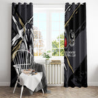 Collingwood Football Club Window Curtain Magpies Muscular Mascot Graphic - Abstract Paint Splatter Art