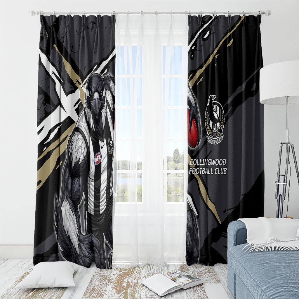 Collingwood Football Club Window Curtain Magpies Muscular Mascot Graphic - Abstract Paint Splatter Art
