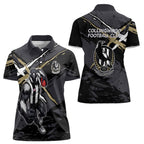 Collingwood Football Club Women Polo Shirt Magpies Muscular Mascot Graphic - Abstract Paint Splatter Art
