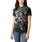 Collingwood Football Club Women Polo Shirt Magpies Muscular Mascot Graphic - Abstract Paint Splatter Art