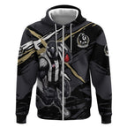 Collingwood Football Club Zip Hoodie Magpies Muscular Mascot Graphic - Abstract Paint Splatter Art