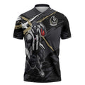 Collingwood Football Club Zipper Polo Shirt Magpies Muscular Mascot Graphic - Abstract Paint Splatter Art
