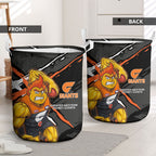 Greater Western Sydney Giants Laundry Basket Orange Muscular Mascot Graphic - Abstract Paint Splatter Art