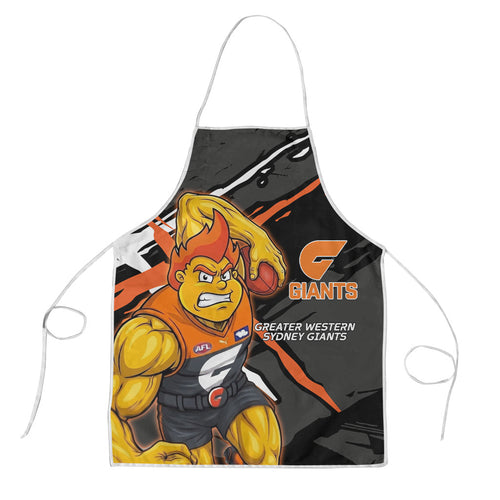 Greater Western Sydney Giants Apron Orange Muscular Mascot Graphic - Abstract Paint Splatter Art