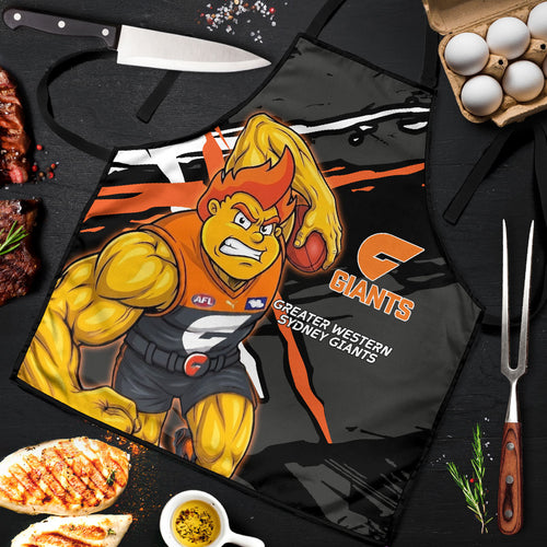 Greater Western Sydney Giants Apron Orange Muscular Mascot Graphic - Abstract Paint Splatter Art