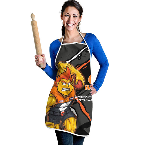 Greater Western Sydney Giants Apron Orange Muscular Mascot Graphic - Abstract Paint Splatter Art
