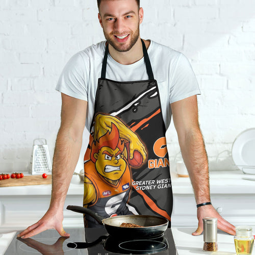Greater Western Sydney Giants Apron Orange Muscular Mascot Graphic - Abstract Paint Splatter Art