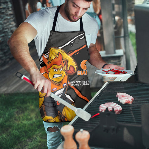 Greater Western Sydney Giants Apron Orange Muscular Mascot Graphic - Abstract Paint Splatter Art