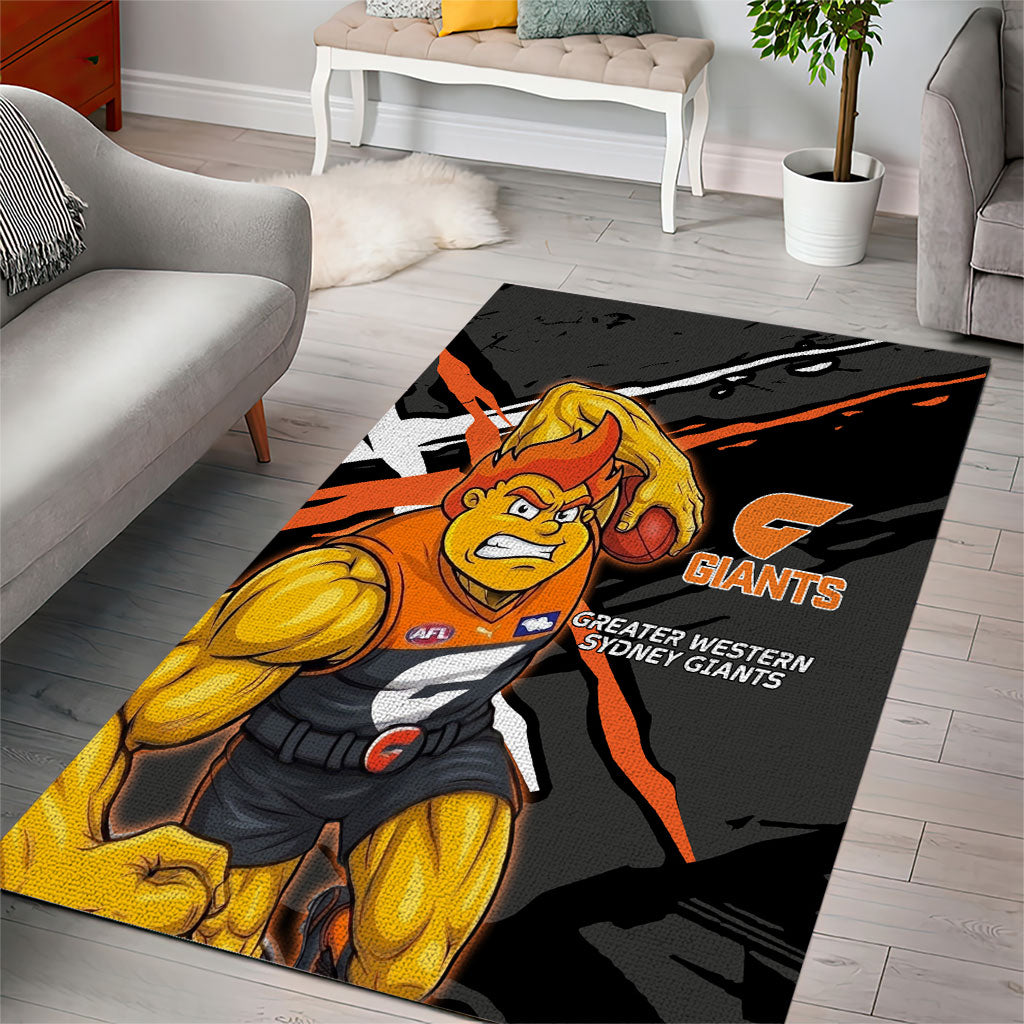Greater Western Sydney Giants Area Rug Orange Muscular Mascot Graphic - Abstract Paint Splatter Art