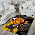 Greater Western Sydney Giants Area Rug Orange Muscular Mascot Graphic - Abstract Paint Splatter Art