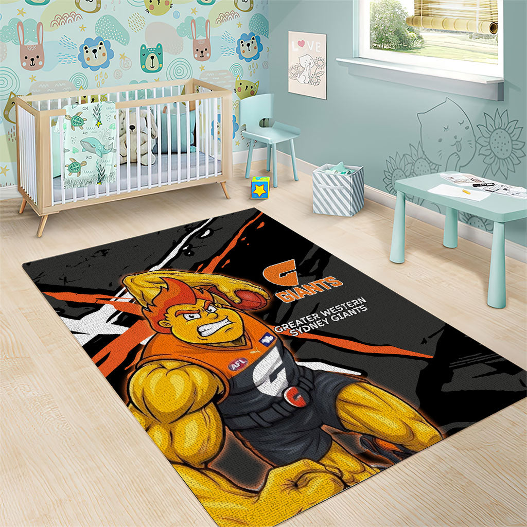 Greater Western Sydney Giants Area Rug Orange Muscular Mascot Graphic - Abstract Paint Splatter Art