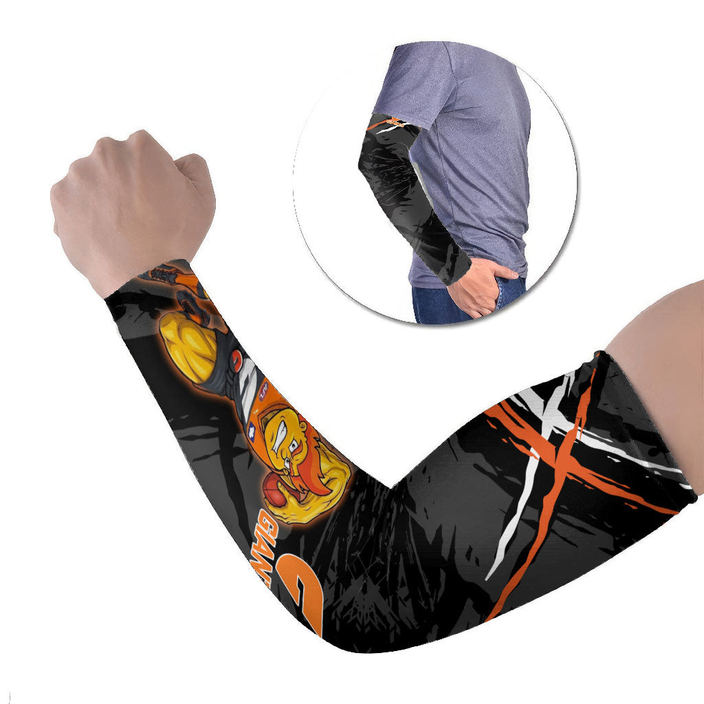 Greater Western Sydney Giants Arm Sleeves Orange Muscular Mascot Graphic - Abstract Paint Splatter Art