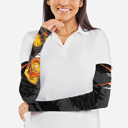 Greater Western Sydney Giants Arm Sleeves Orange Muscular Mascot Graphic - Abstract Paint Splatter Art