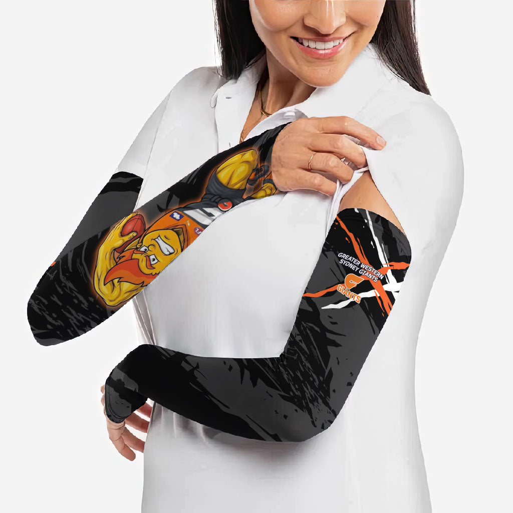 Greater Western Sydney Giants Arm Sleeves Orange Muscular Mascot Graphic - Abstract Paint Splatter Art