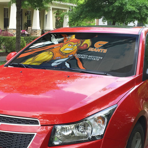 Greater Western Sydney Giants Auto Sun Shade Orange Muscular Mascot Graphic - Abstract Paint Splatter Art