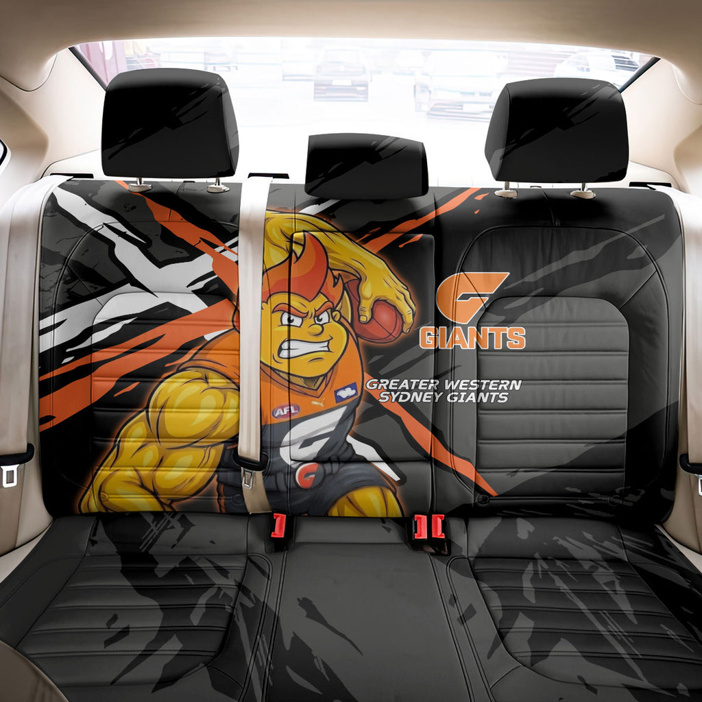 Greater Western Sydney Giants Back Car Seat Cover Orange Muscular Mascot Graphic - Abstract Paint Splatter Art