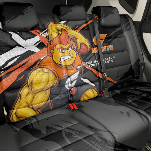 Greater Western Sydney Giants Back Car Seat Cover Orange Muscular Mascot Graphic - Abstract Paint Splatter Art