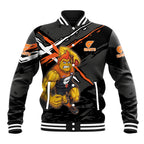 Greater Western Sydney Giants Baseball Jacket Orange Muscular Mascot Graphic - Abstract Paint Splatter Art