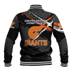 Greater Western Sydney Giants Baseball Jacket Orange Muscular Mascot Graphic - Abstract Paint Splatter Art
