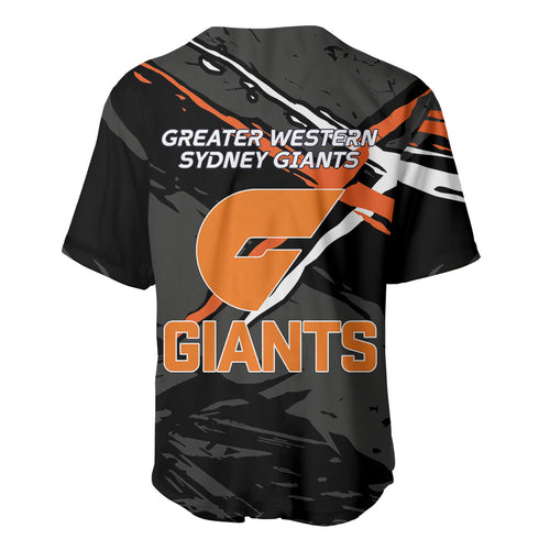 Greater Western Sydney Giants Baseball Jersey Orange Muscular Mascot Graphic - Abstract Paint Splatter Art