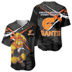 Greater Western Sydney Giants Baseball Jersey Orange Muscular Mascot Graphic - Abstract Paint Splatter Art