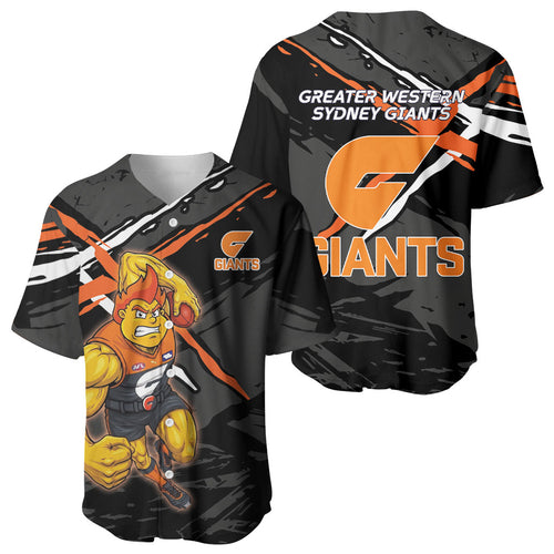Greater Western Sydney Giants Baseball Jersey Orange Muscular Mascot Graphic - Abstract Paint Splatter Art