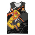 Greater Western Sydney Giants Basketball Jersey Orange Muscular Mascot Graphic - Abstract Paint Splatter Art