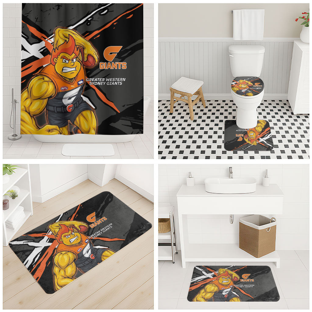 Greater Western Sydney Giants Bathroom Set Orange Muscular Mascot Graphic - Abstract Paint Splatter Art
