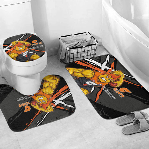 Greater Western Sydney Giants Bathroom Set Orange Muscular Mascot Graphic - Abstract Paint Splatter Art