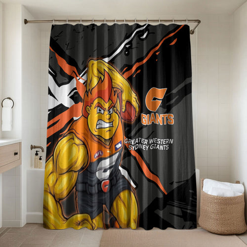Greater Western Sydney Giants Bathroom Set Orange Muscular Mascot Graphic - Abstract Paint Splatter Art
