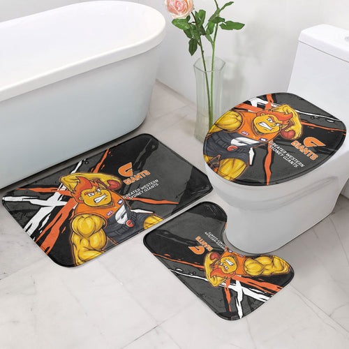 Greater Western Sydney Giants Bathroom Set Orange Muscular Mascot Graphic - Abstract Paint Splatter Art