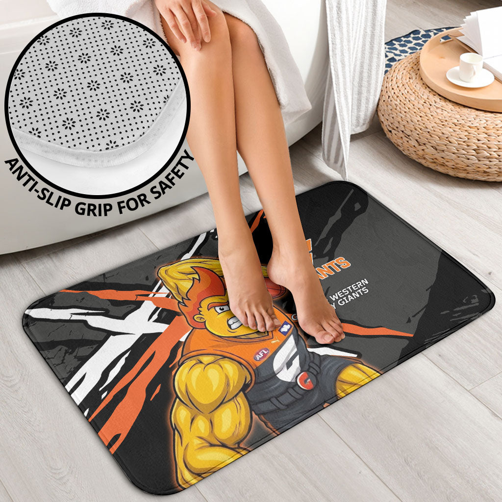 Greater Western Sydney Giants Bathroom Set Orange Muscular Mascot Graphic - Abstract Paint Splatter Art