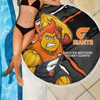 Greater Western Sydney Giants Beach Blanket Orange Muscular Mascot Graphic - Abstract Paint Splatter Art