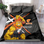 Greater Western Sydney Giants Bedding Set Orange Muscular Mascot Graphic - Abstract Paint Splatter Art