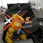 Greater Western Sydney Giants Bedding Set Orange Muscular Mascot Graphic - Abstract Paint Splatter Art