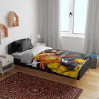 Greater Western Sydney Giants Bedding Set Orange Muscular Mascot Graphic - Abstract Paint Splatter Art