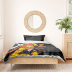 Greater Western Sydney Giants Bedding Set Orange Muscular Mascot Graphic - Abstract Paint Splatter Art