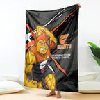 Greater Western Sydney Giants Blanket Orange Muscular Mascot Graphic - Abstract Paint Splatter Art