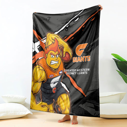 Greater Western Sydney Giants Blanket Orange Muscular Mascot Graphic - Abstract Paint Splatter Art