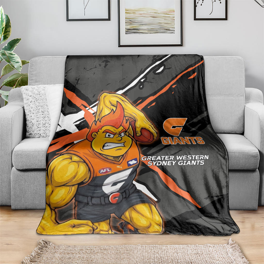 Greater Western Sydney Giants Blanket Orange Muscular Mascot Graphic - Abstract Paint Splatter Art