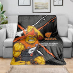 Greater Western Sydney Giants Blanket Orange Muscular Mascot Graphic - Abstract Paint Splatter Art