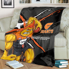 Greater Western Sydney Giants Blanket Orange Muscular Mascot Graphic - Abstract Paint Splatter Art